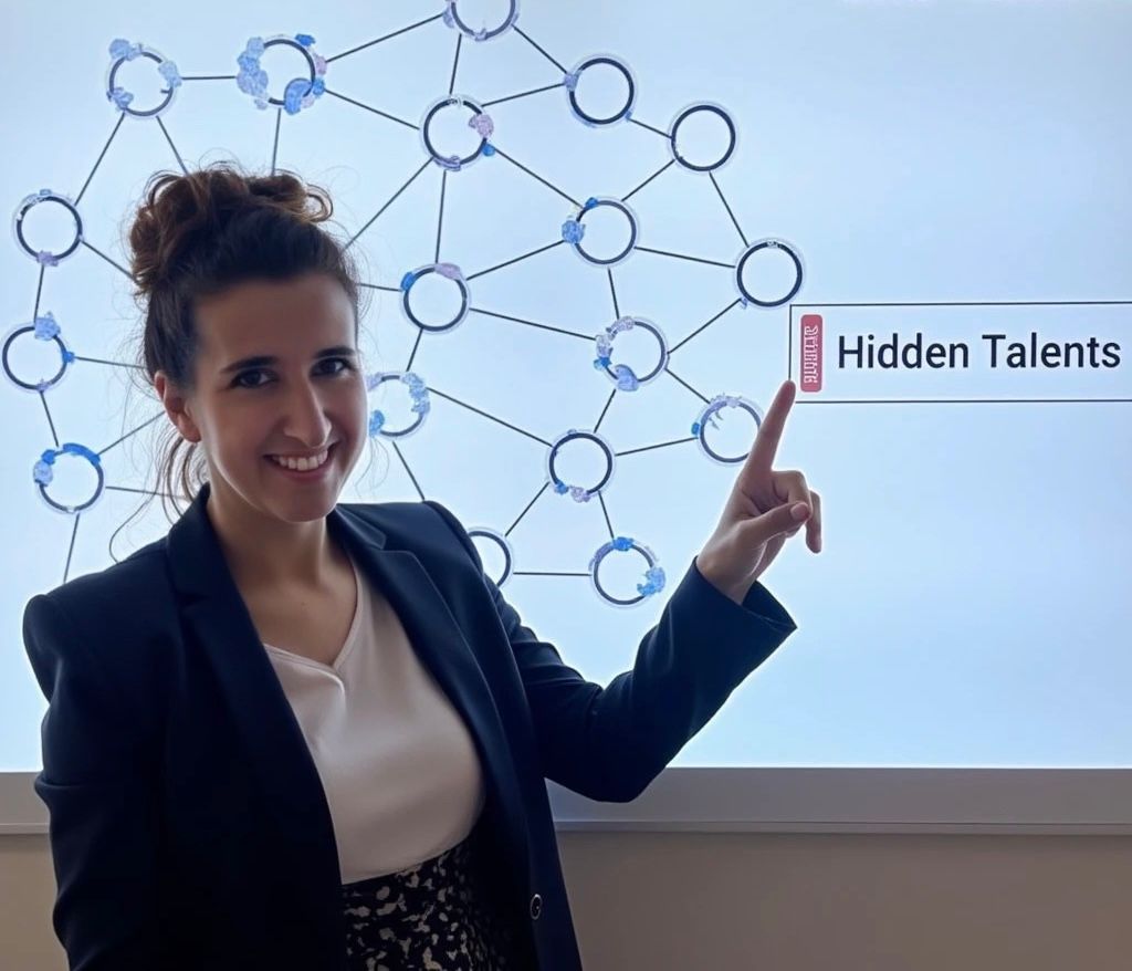 Sandra Ramsauer zeigt auf Hidden Talents