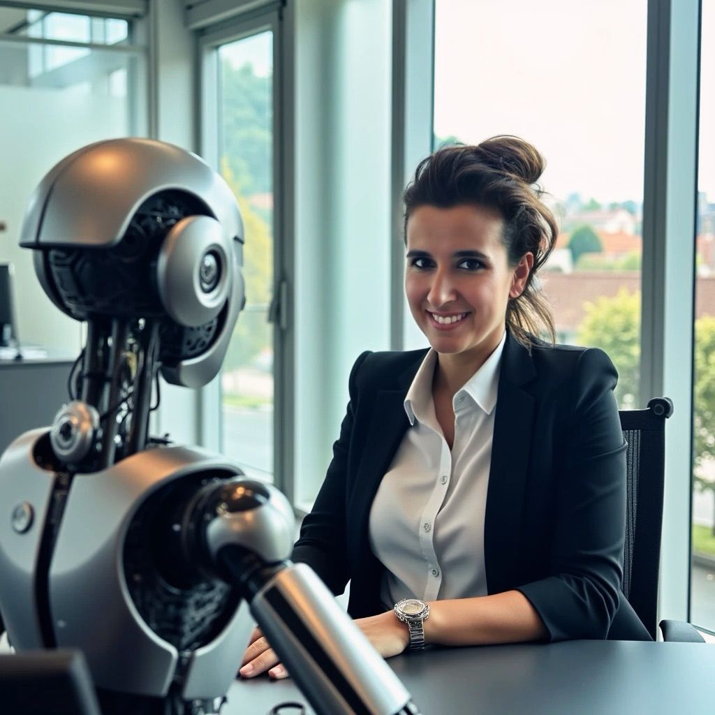 Sandra Ramsauer im Austausch mit KI-Technologie